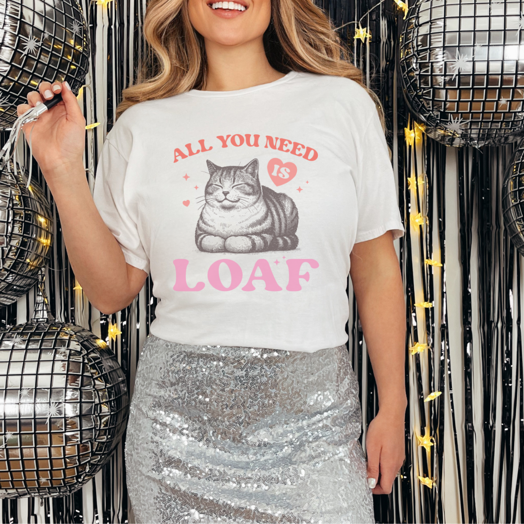 All You Need Is Loaf Cat Tee, Cute Cat Lover Gift, Unisex Cotton T-Shirt, Funny Pet Lover Shirt, Cozy Casual Wear