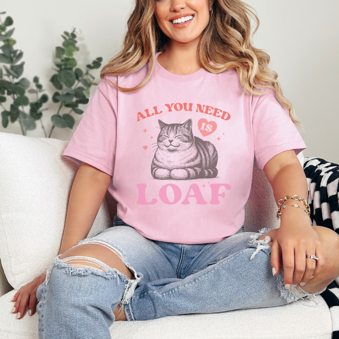 All You Need Is Loaf Cat Tee, Cute Cat Lover Gift, Unisex Cotton T-Shirt, Funny Pet Lover Shirt, Cozy Casual Wear