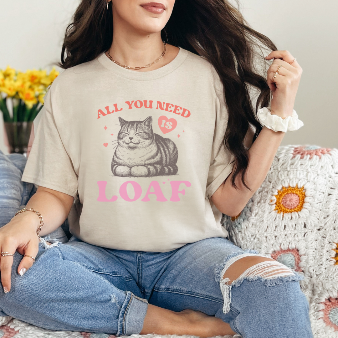 All You Need Is Loaf Cat Tee, Cute Cat Lover Gift, Unisex Cotton T-Shirt, Funny Pet Lover Shirt, Cozy Casual Wear